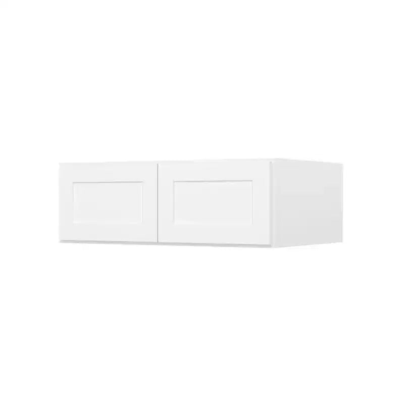 Meuble de cuisine mural pour réfrigérateur HOMLUX Easy-DIY de 36 po L x 24 po P en blanc Shaker, prêt à assembler, avec 2 portes