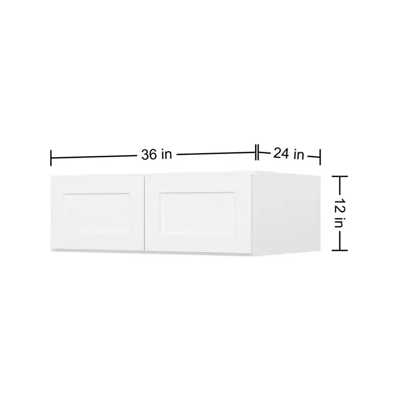Meuble de cuisine mural pour réfrigérateur HOMLUX Easy-DIY de 36 po L x 24 po P en blanc Shaker, prêt à assembler, avec 2 portes