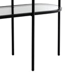 Studio 55D Remy Console 2 Niveaux Ovale Moderne en Métal 101,6 x 38,1 cm avec Rangement Dessus en Verre Transparent Noir Sable pour Salon
