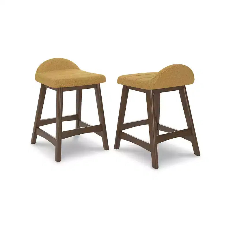 Signature Design by Ashley Lyncott, lot de 2 tabourets de bar rembourrés à hauteur de comptoir avec coussin en mousse, moutarde
