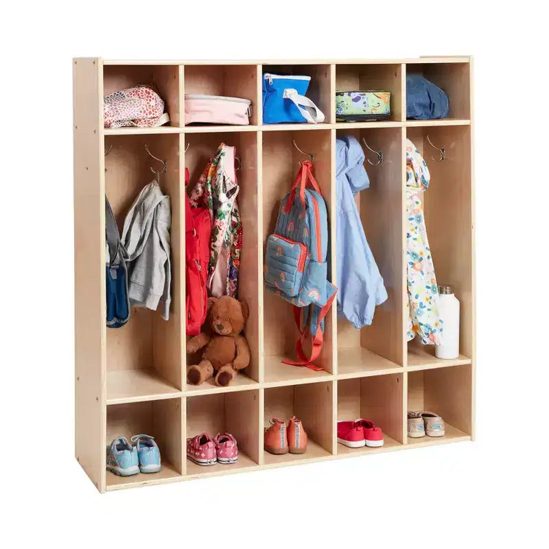 Vestiaire 5 sections ECR4Kids Streamline avec rangement à casiers, mobilier de classe