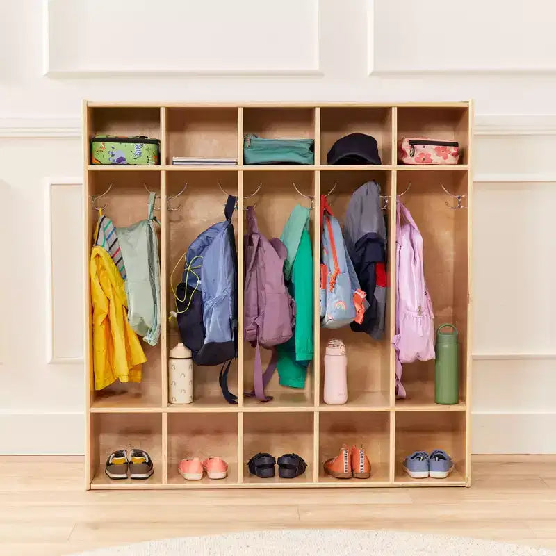 Vestiaire 5 sections ECR4Kids Streamline avec rangement à casiers, mobilier de classe