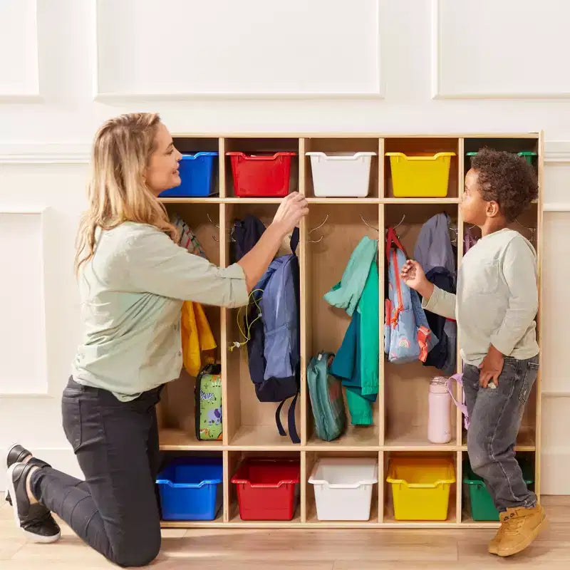 Vestiaire 5 sections ECR4Kids Streamline avec rangement à casiers, mobilier de classe