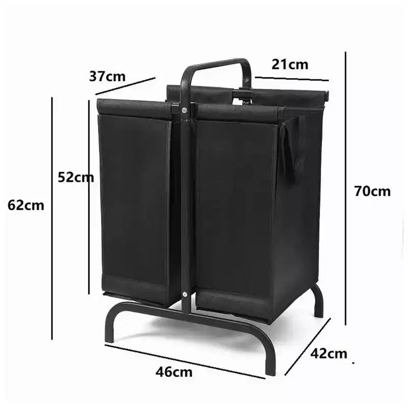 Panier à linge avec couvercle, Panier à linge 110L avec 2 sacs amovibles, Panier à linge sale à 2 compartiments pour buanderie, placard, salle de bain