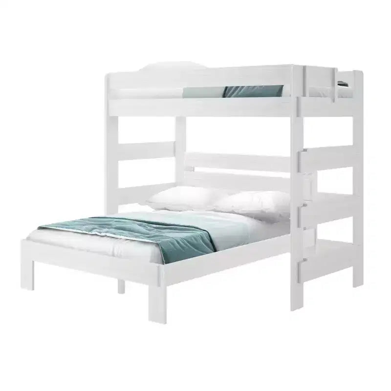 Lit superposé en L Plank+Beam en bois massif, lits jumeaux sur grand lit pour adultes