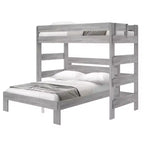 Lit superposé en L Plank+Beam en bois massif, lits jumeaux sur grand lit pour adultes