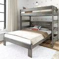 Lit superposé en L Plank+Beam en bois massif, lits jumeaux sur grand lit pour adultes