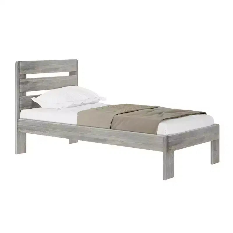 Cadre de lit simple Plank+Beam Farmhouse avec tête de lit en planches, lit plateforme en bois massif