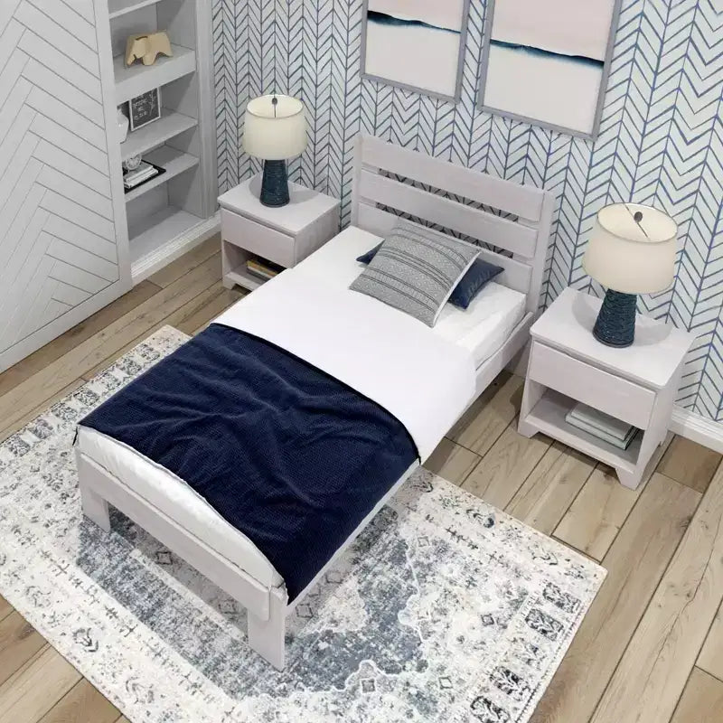 Cadre de lit simple Plank+Beam Farmhouse avec tête de lit en planches, lit plateforme en bois massif