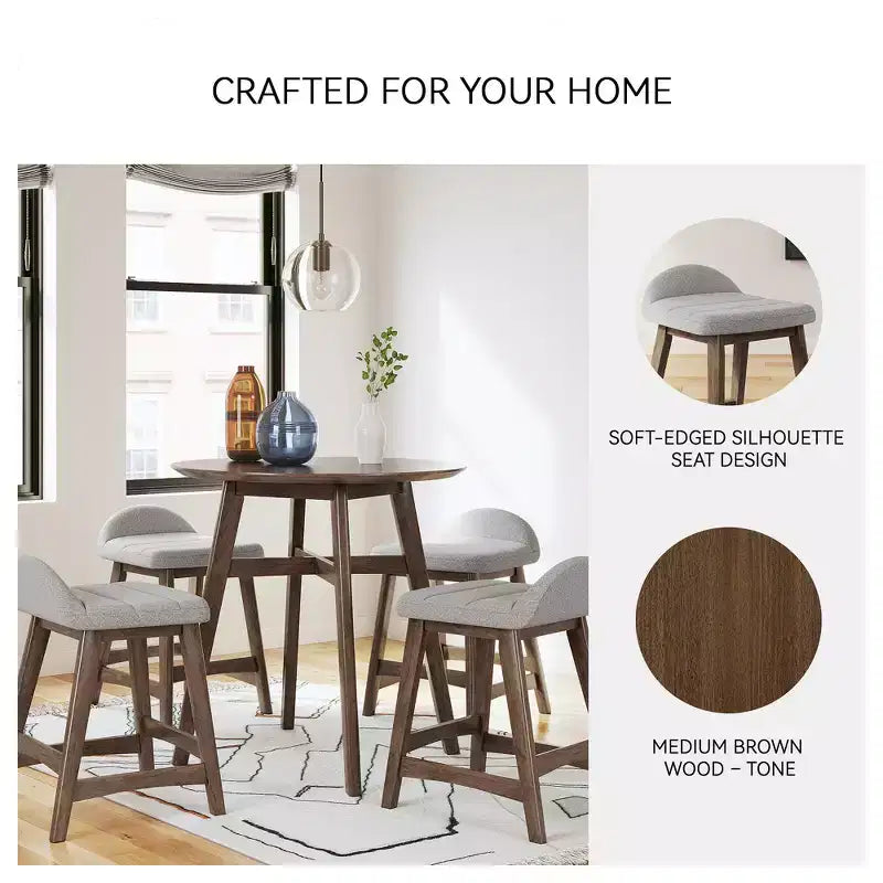 Tabouret de bar rembourré Signature Design by Ashley Lyncott à hauteur de comptoir avec coussin en mousse, lot de 2, gris clair