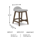 Tabouret de bar rembourré Signature Design by Ashley Lyncott à hauteur de comptoir avec coussin en mousse, lot de 2, gris clair