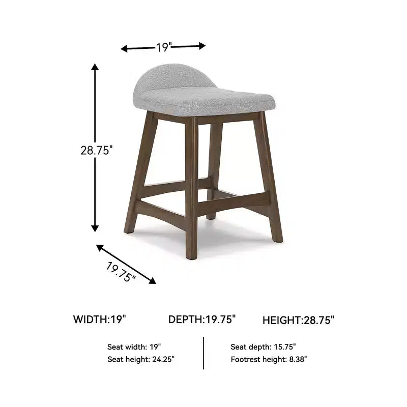 Tabouret de bar rembourré Signature Design by Ashley Lyncott à hauteur de comptoir avec coussin en mousse, lot de 2, gris clair