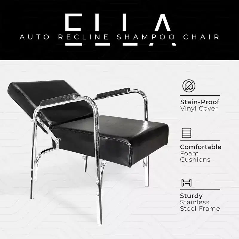 PureSana Chromium Ella Fauteuil de coiffure professionnel en vinyle à inclinaison automatique, gris