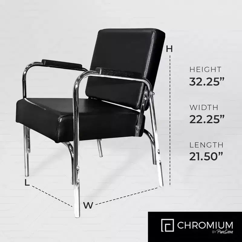 PureSana Chromium Ella Fauteuil de coiffure professionnel en vinyle à inclinaison automatique, gris