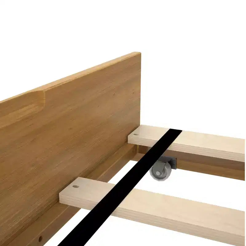 Lit double de ferme en bois massif Plank+Beam avec tête de lit à panneaux et lit gigogne