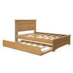 Lit double de ferme en bois massif Plank+Beam avec tête de lit à panneaux et lit gigogne