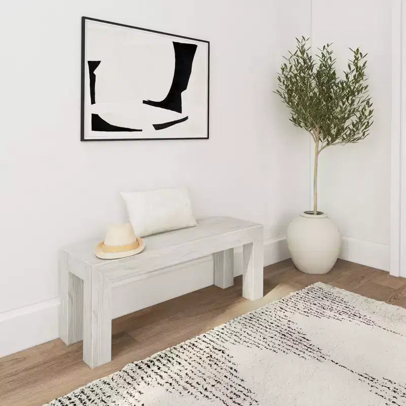 Banc de salle à manger moderne Plank+Beam, banc en bois massif pour table à manger, 49