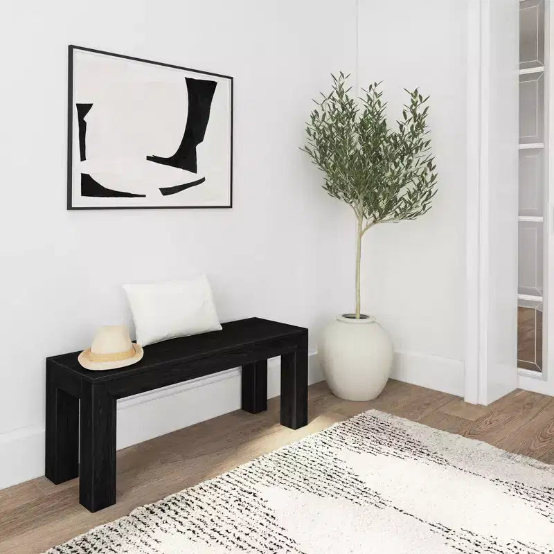Banc de salle à manger moderne Plank+Beam, banc en bois massif pour table à manger, 49