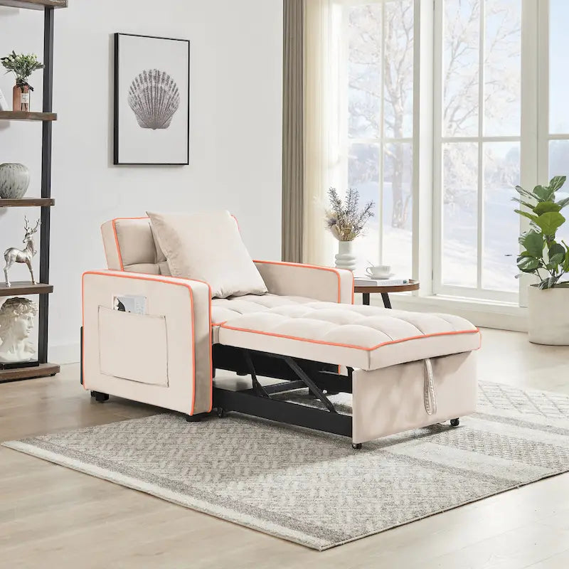 Fauteuil-lit pliant 3-en-1 avec dossier réglable - 33,85 x 35,43 x 31,10