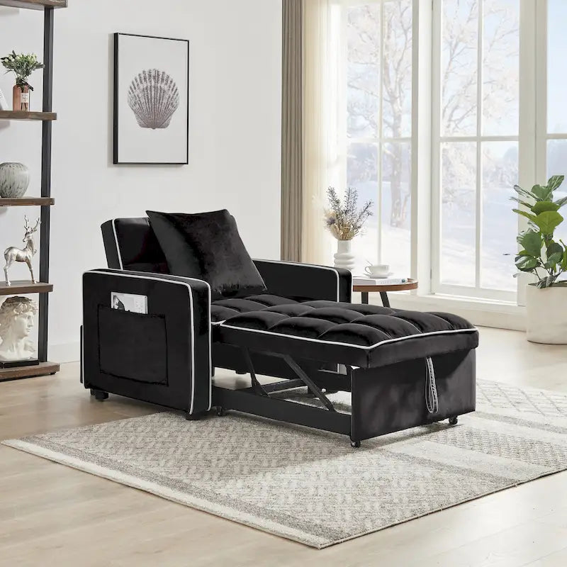 Fauteuil-lit pliant 3-en-1 avec dossier réglable - 33,85 x 35,43 x 31,10