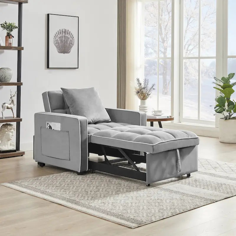 Fauteuil-lit pliant 3-en-1 avec dossier réglable - 33,85 x 35,43 x 31,10