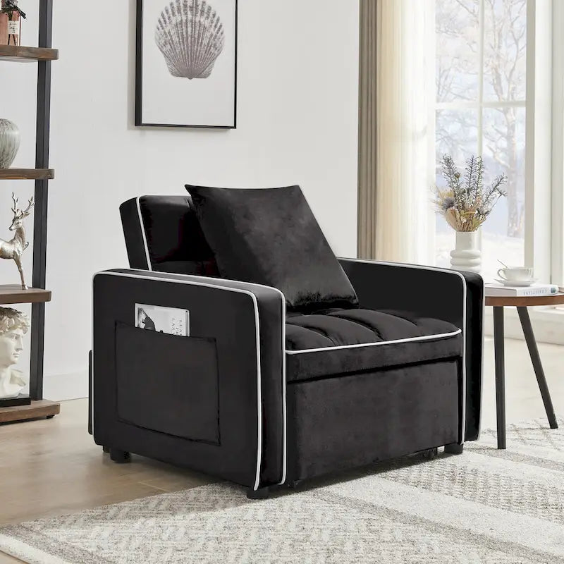 Fauteuil-lit pliant 3-en-1 avec dossier réglable - 33,85 x 35,43 x 31,10