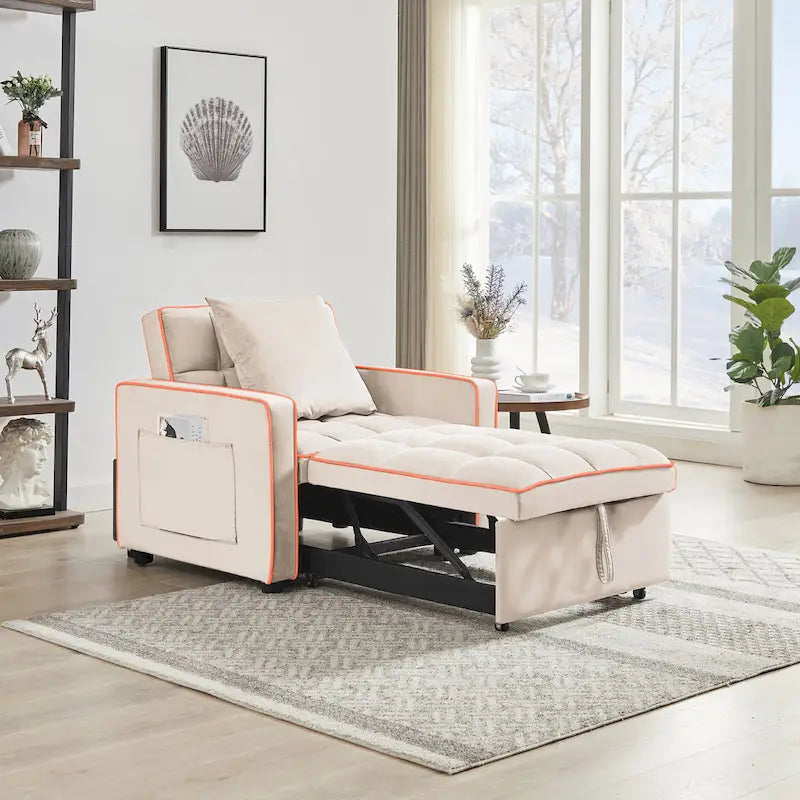 Fauteuil-lit pliant 3-en-1 avec dossier réglable - 33,85 x 35,43 x 31,10
