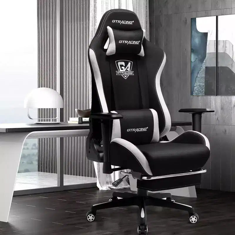 Chaise de bureau inclinable GTRACING en tissu, avec repose-pieds et hauteur réglables