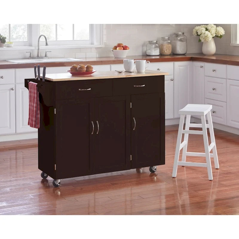 Desserte de cuisine Addie Simple Living avec plateau en bois