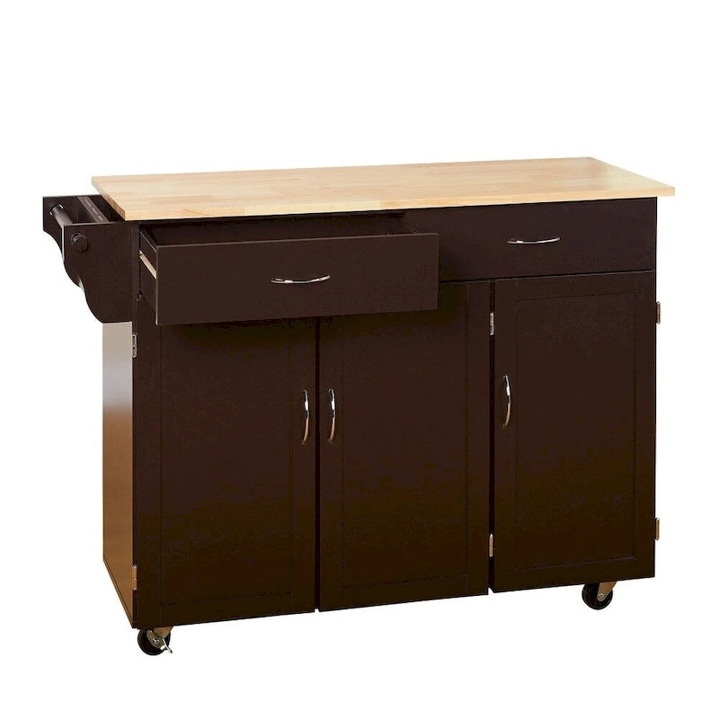 Desserte de cuisine Addie Simple Living avec plateau en bois
