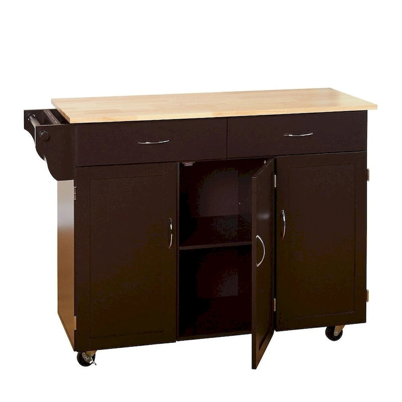 Desserte de cuisine Addie Simple Living avec plateau en bois