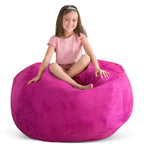 Creative QT Stuff 'n Sit Large 33'' Bean Bag Storage Cover for Stuffed Animals & Toys - Hot Pink Corduroy - Toddler & Kids