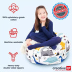 Creative QT Stuff 'n Sit Grande housse de rangement pour pouf de 84 cm pour animaux en peluche et jouets – Velours côtelé rose vif – Tout-petits et enfants