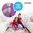 Creative QT Stuff 'n Sit Grande housse de rangement pour pouf de 84 cm pour animaux en peluche et jouets – Velours côtelé rose vif – Tout-petits et enfants