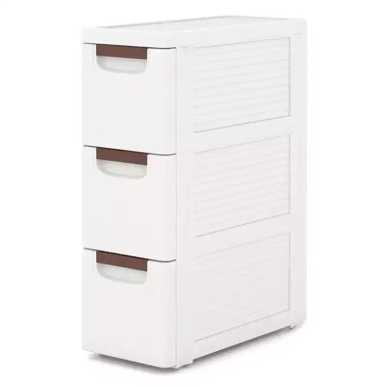 Costway Meuble de Rangement Étroit à 3 Tiroirs avec Poignées et Roues Intégrées, 1 ou 2 Pièces
