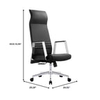 Chaise de bureau ergonomique LeisureMod Adorit à dossier haut en cuir - Pivotante et inclinable - Chaise de bureau exécutive réglable
