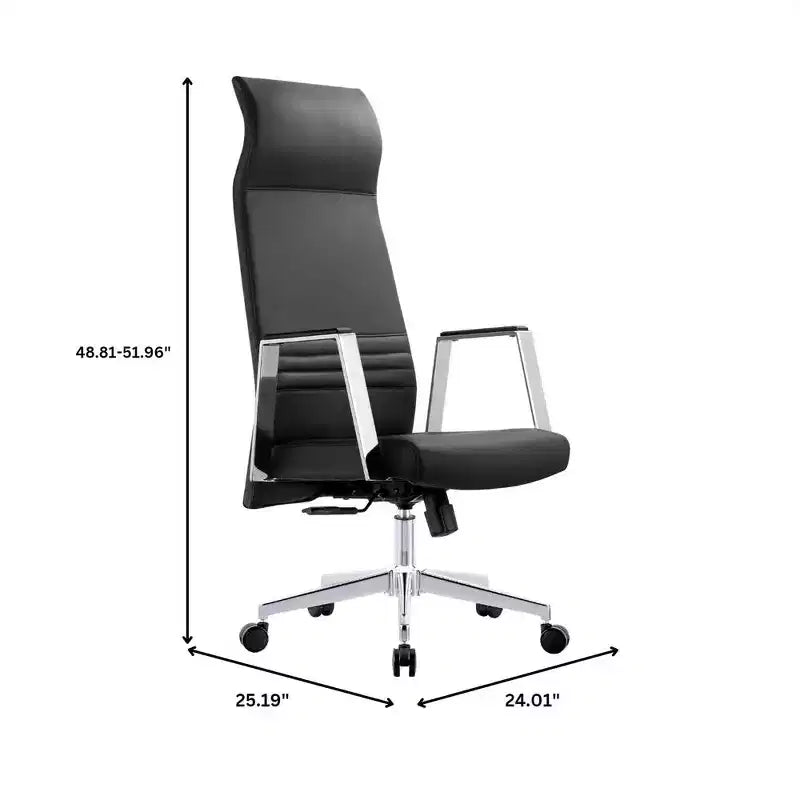 Chaise de bureau ergonomique LeisureMod Adorit à dossier haut en cuir - Pivotante et inclinable - Chaise de bureau exécutive réglable