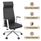Chaise de bureau ergonomique LeisureMod Adorit à dossier haut en cuir - Pivotante et inclinable - Chaise de bureau exécutive réglable