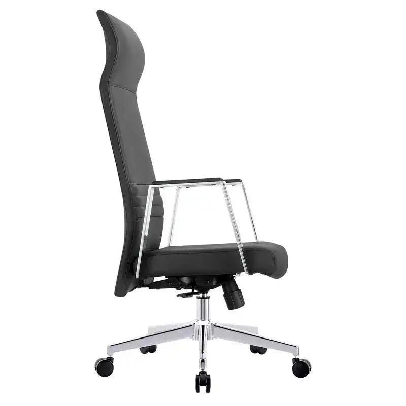 Chaise de bureau ergonomique LeisureMod Adorit à dossier haut en cuir - Pivotante et inclinable - Chaise de bureau exécutive réglable