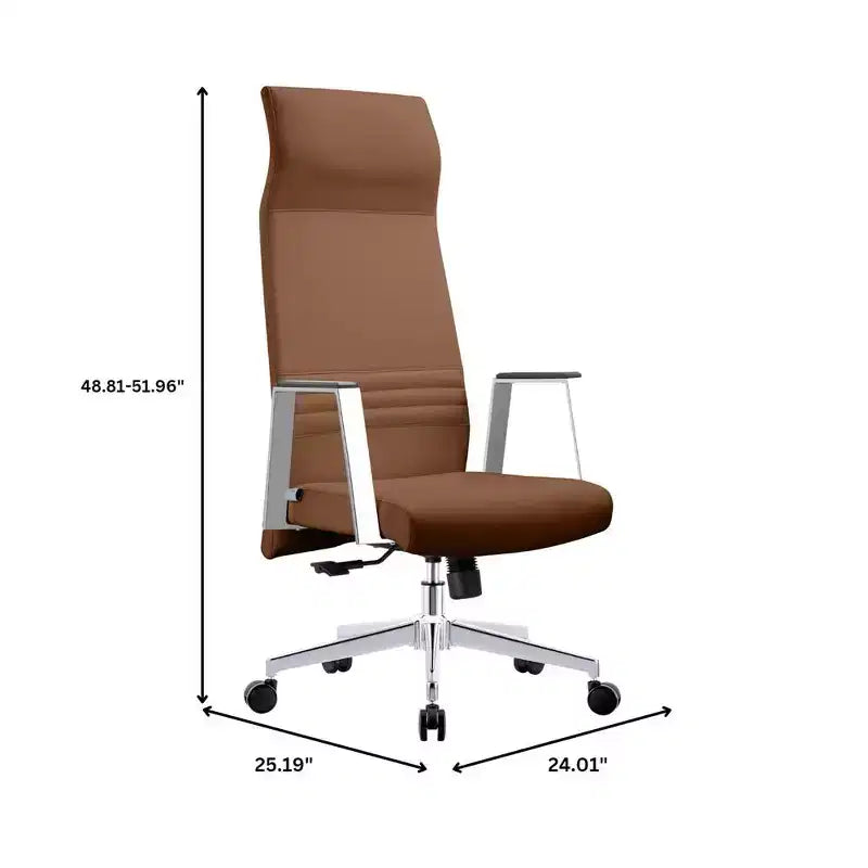 Chaise de bureau ergonomique LeisureMod Adorit à dossier haut en cuir - Pivotante et inclinable - Chaise de bureau exécutive réglable
