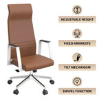 Chaise de bureau ergonomique LeisureMod Adorit à dossier haut en cuir - Pivotante et inclinable - Chaise de bureau exécutive réglable