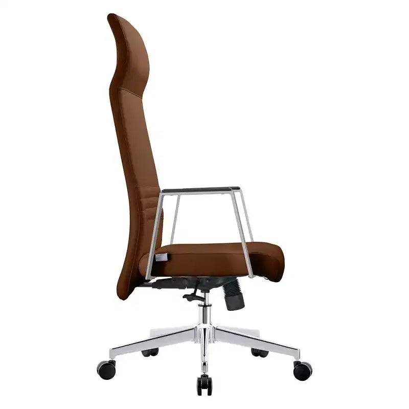 Chaise de bureau ergonomique LeisureMod Adorit à dossier haut en cuir - Pivotante et inclinable - Chaise de bureau exécutive réglable