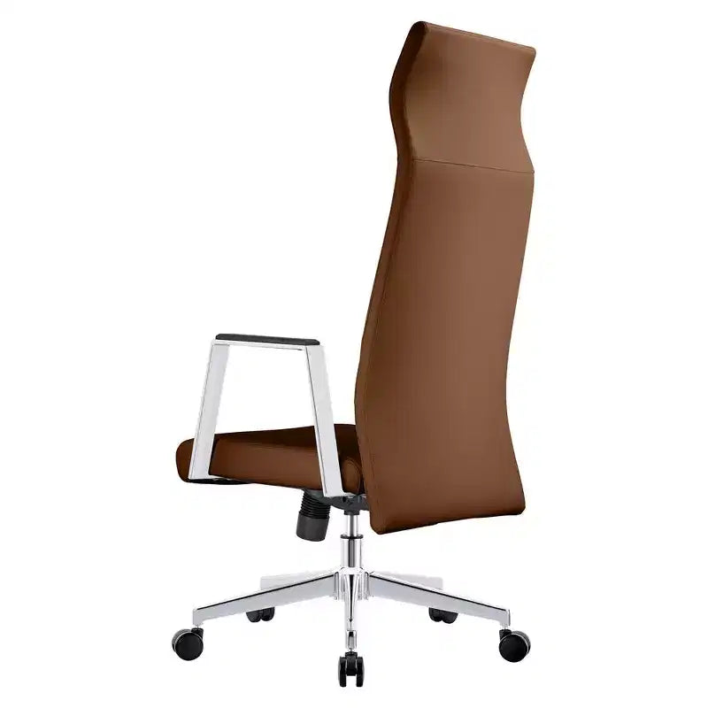 Chaise de bureau ergonomique LeisureMod Adorit à dossier haut en cuir - Pivotante et inclinable - Chaise de bureau exécutive réglable