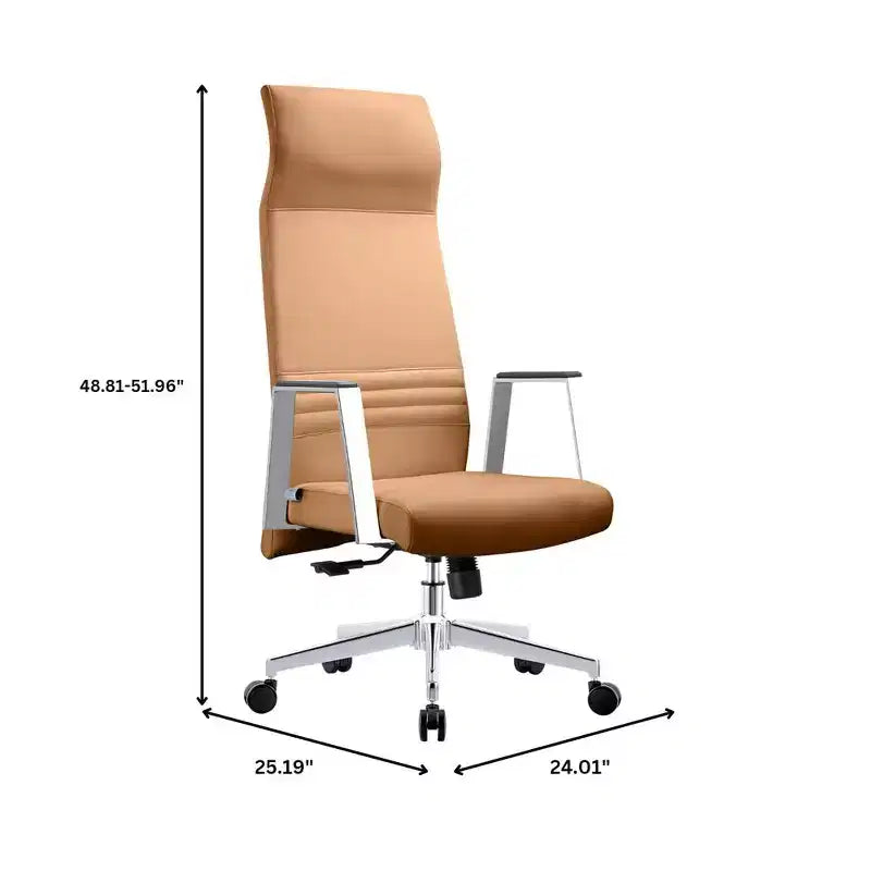 Chaise de bureau ergonomique LeisureMod Adorit à dossier haut en cuir - Pivotante et inclinable - Chaise de bureau exécutive réglable