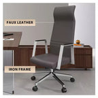 Chaise de bureau ergonomique LeisureMod Adorit à dossier haut en cuir - Pivotante et inclinable - Chaise de bureau exécutive réglable