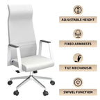 Chaise de bureau ergonomique LeisureMod Adorit à dossier haut en cuir - Pivotante et inclinable - Chaise de bureau exécutive réglable