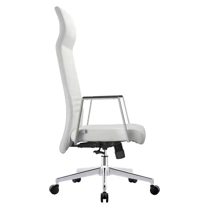 Chaise de bureau ergonomique LeisureMod Adorit à dossier haut en cuir - Pivotante et inclinable - Chaise de bureau exécutive réglable