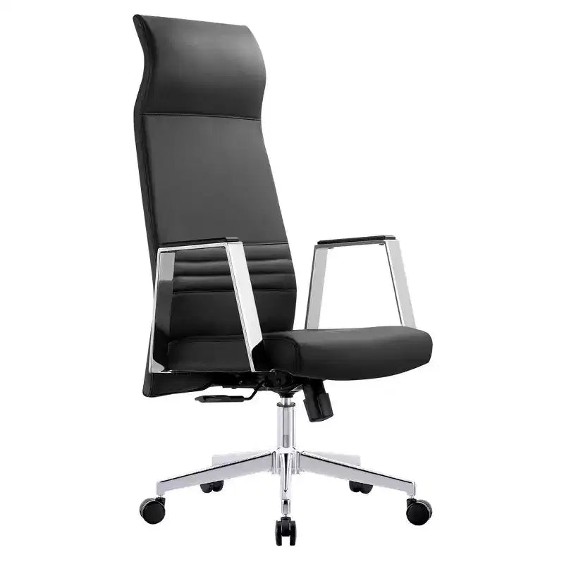 Chaise de bureau ergonomique LeisureMod Adorit à dossier haut en cuir - Pivotante et inclinable - Chaise de bureau exécutive réglable