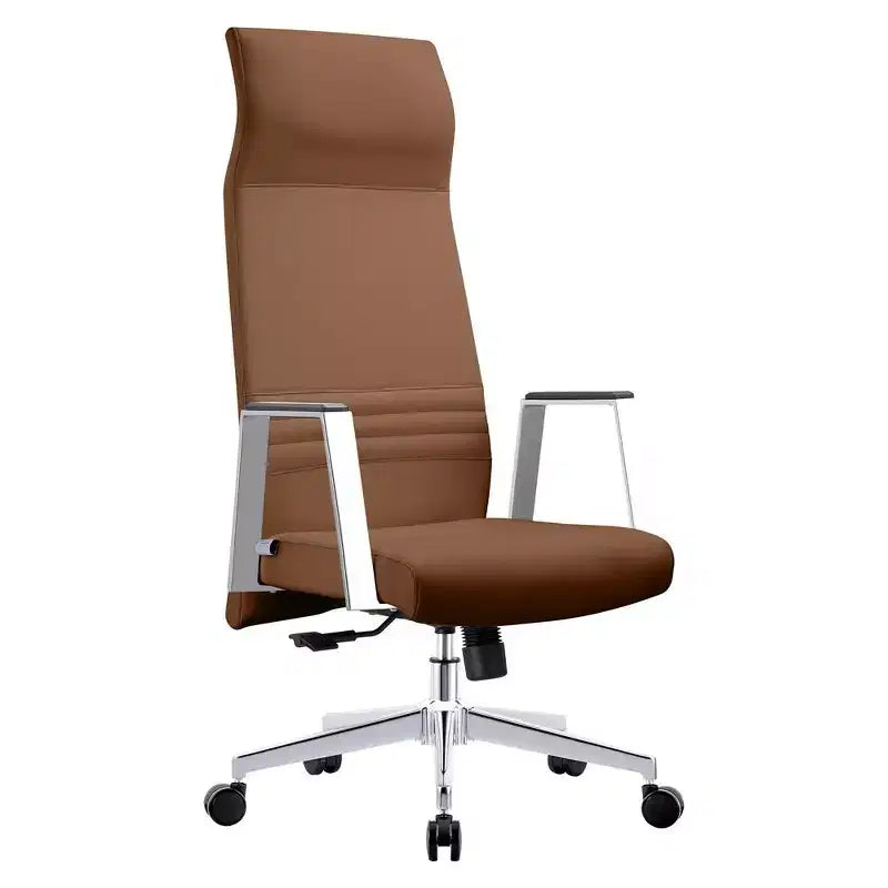 Chaise de bureau ergonomique LeisureMod Adorit à dossier haut en cuir - Pivotante et inclinable - Chaise de bureau exécutive réglable