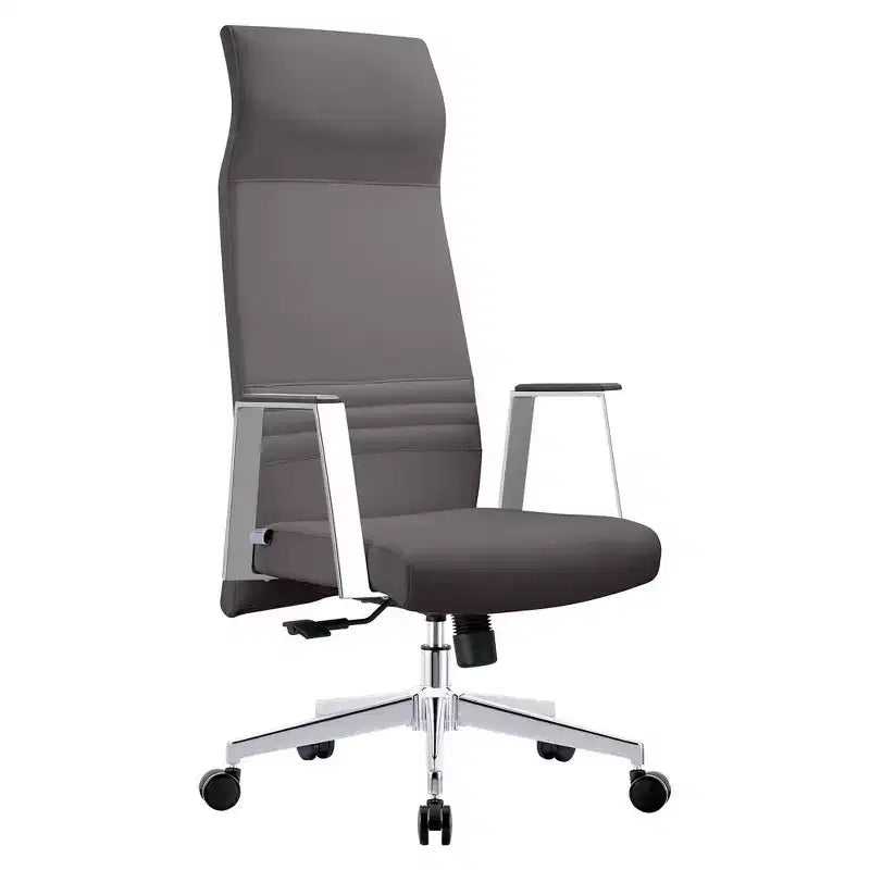 Chaise de bureau ergonomique LeisureMod Adorit à dossier haut en cuir - Pivotante et inclinable - Chaise de bureau exécutive réglable